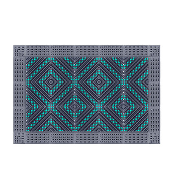 谋福 586 酒店门口地垫进门塑料室外防滑入户门垫商用大门防尘地毯 灰块绿刷（三刷）  90cmx180cm 100022248824