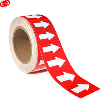 谋福 9453 管道标识反光膜 流向导向指示标签 箭头标标贴 反光标识消防不干胶贴（红色 10cm*20m） 100001751566