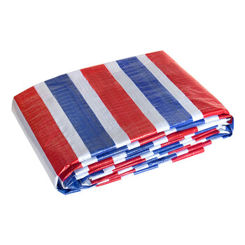 谋福 9299 三色布彩条布工地防水防晒加厚防雨布遮阳布装修塑料布油布篷布蓬 8米*10米 100019425959