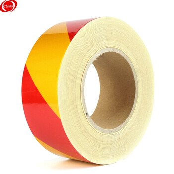 谋福 9433 反光胶带 反光标识警戒线墙贴地板贴标志 反光膜警示胶带 长45.7米（20cm宽 红黄色 ） 100001336923