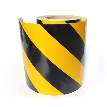 谋福 8407反光胶带 反光标识警戒线墙贴地板贴标志 反光膜警示胶带 长45.7米（10cm宽  黄黑色 ） 7565945