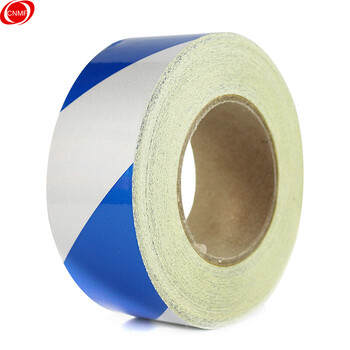 谋福 反光胶带 反光标识警戒线墙贴地板贴标志 反光膜警示胶带 长45.7米（10cm宽 蓝白色 ）L8411 100001671755