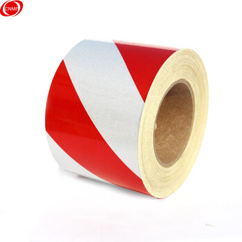 谋福 L8408 反光胶带 反光标识警戒线墙贴地板贴标志 反光膜警示胶带 长45.7米（10cm宽 红白色） 100106288029
