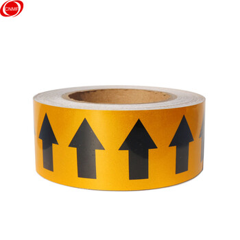 谋福 管道标识反光膜 流向导向指示标签 箭头标标贴 反光标识消防不干胶贴（ 黄色 3cm*20m）9438 100002558446