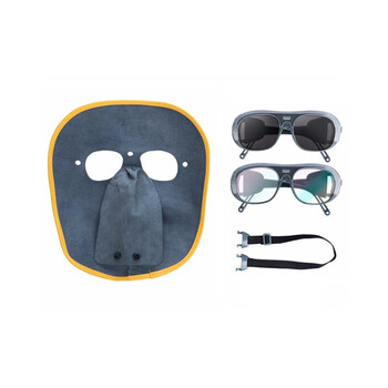 谋福 电焊防护面罩 电焊面罩牛皮+黑+透明眼镜+绑带 1019 100007503188