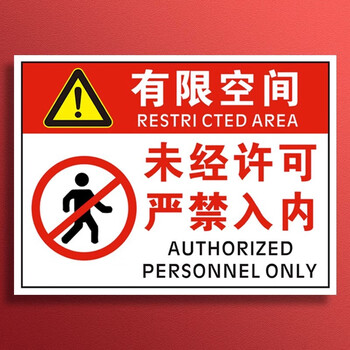 谋福 有限空间警示标识牌 安全告知牌作业风险知卡(有限空间未经许可严禁入内40cm*30cm) 100091753621
