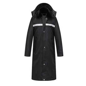 谋福 9396 防风防雨保暖棉大衣防寒加长过膝盖毛里 可脱卸内里 男冬季加厚 黑色（棉里无反光) 100076534921