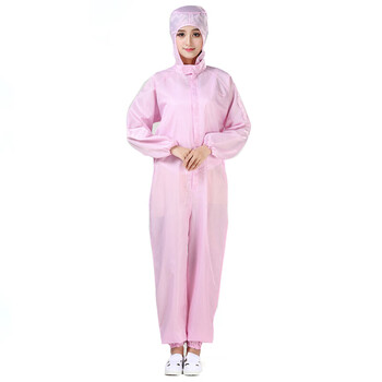 谋福 防尘防静电服净化服洁净服 食品车间洁净连体服 防静电连体防护服无尘服(粉色连体防护服 3XL185)689 100012194560