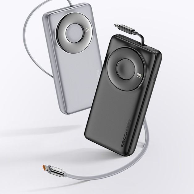 锐思/RECCI 22.5W伸缩线快充移动电源RPB-P58曜岩灰