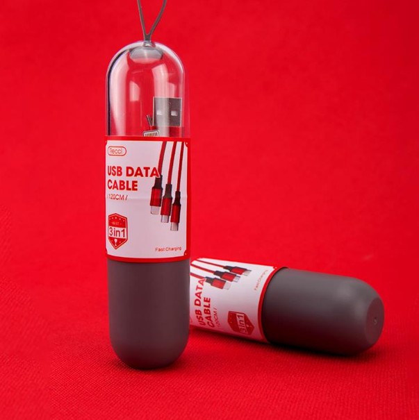 锐思/RECCI 10W 三合一充电线+试管包装RCS-D120速风一拖三（试管）