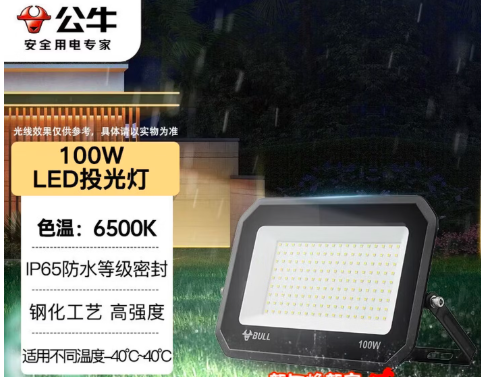 公牛 LED投光灯 IP65防水等级100W-6500K白光
